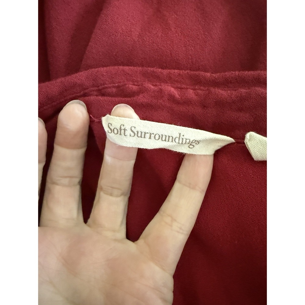 Soft Surroundings L Burgundy Rayon Romantic Button Front Blouse Dark Academia - Picture 6 of 11